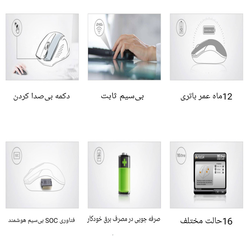 ماوس بی سیم سایلنت ای فورتک مدل G3-330NS - Image 8