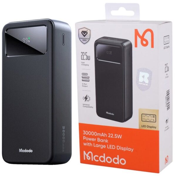 پاور بانک فست شارژ مک دودو MC-424 22.5W ظرفیت 30000 میلی آمپر اورجینال
