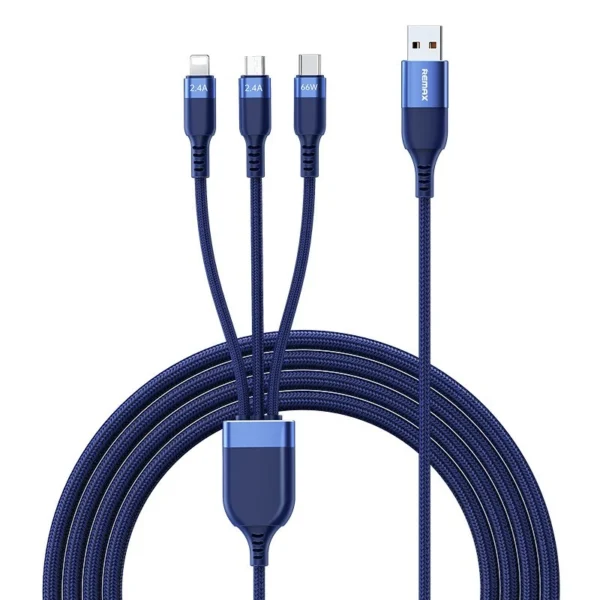 کابل تبدیل USB به لایتنینگ/USB-C/microUSB ریمکس مدل RC-C068 طول 1.2 متر