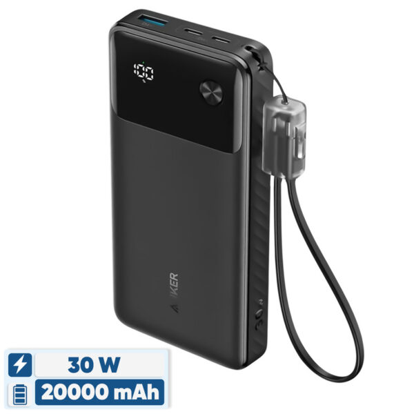 پاوربانک 30 وات انکر مدل A1384 ظرفیت 20000 میلی آمپر به همراه کابل USB-C
