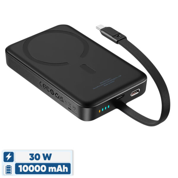 پاوربانک بی‌ سیم 30 وات باسئوس مدل Magnetic Mini ظرفیت 10000 میلی آمپر
