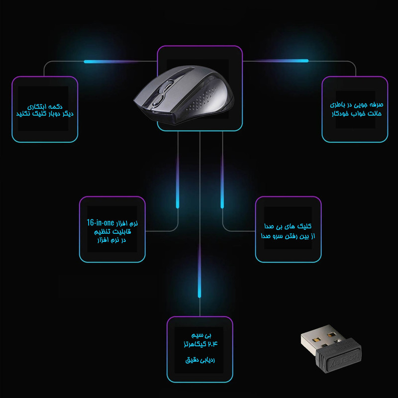 ماوس بی سیم ای فورتک A4TECH مدل G9-500FS - Image 9
