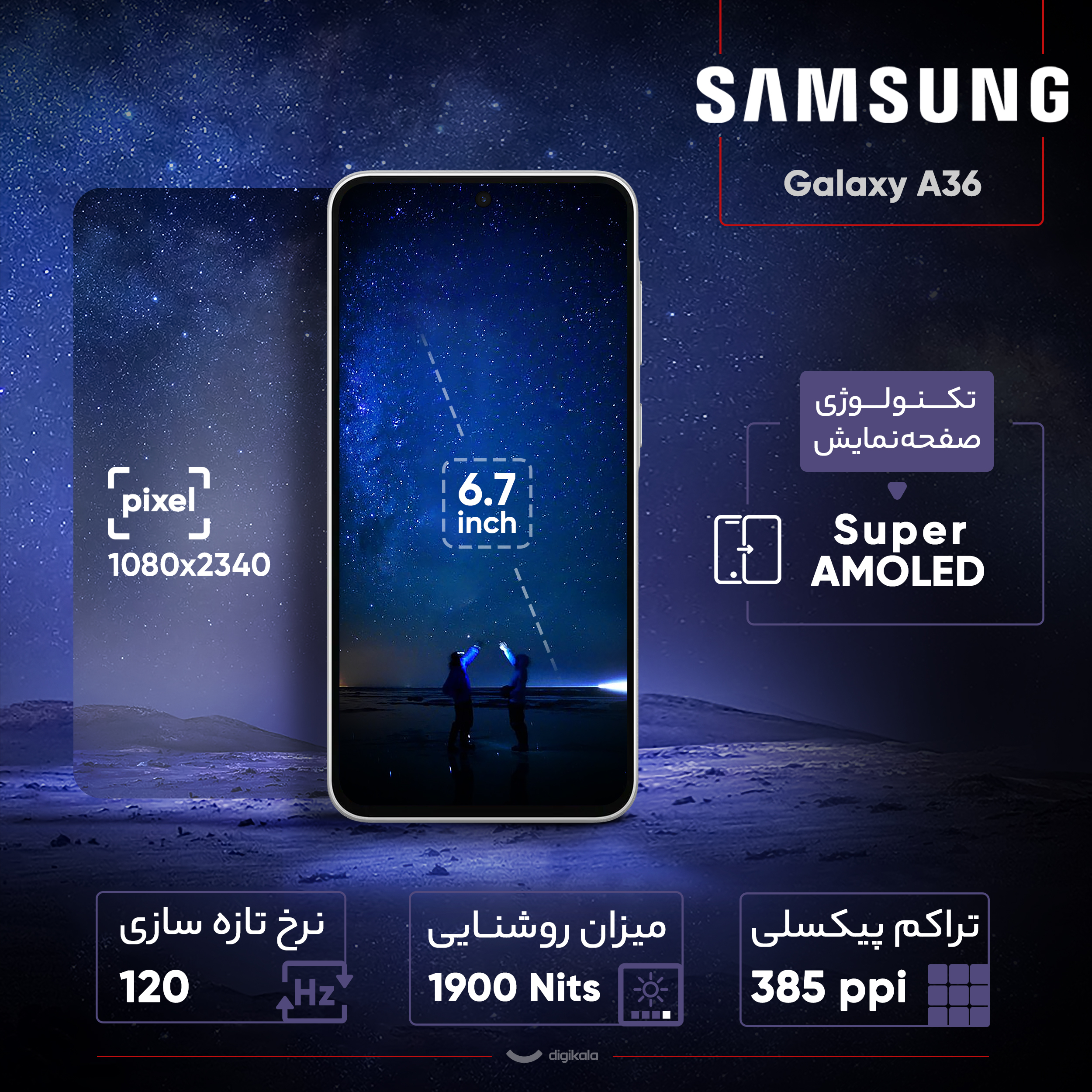 گوشی موبایل سامسونگ مدل Galaxy A36 دو سیم کارت ظرفیت 256 گیگابایت و رم 8 گیگابایت - ویتنام - به همراه شارژر 25 وات سامسونگ - Image 12